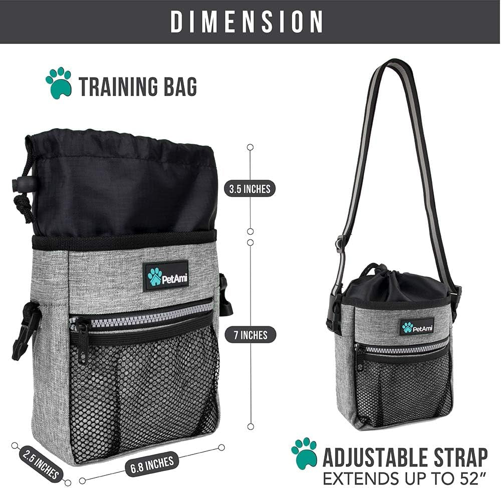 Versatile Dog Treat Pouch - Essential Training and Walking Bag with Poop Dispenser, 3 Wear Options (Heather Gray)