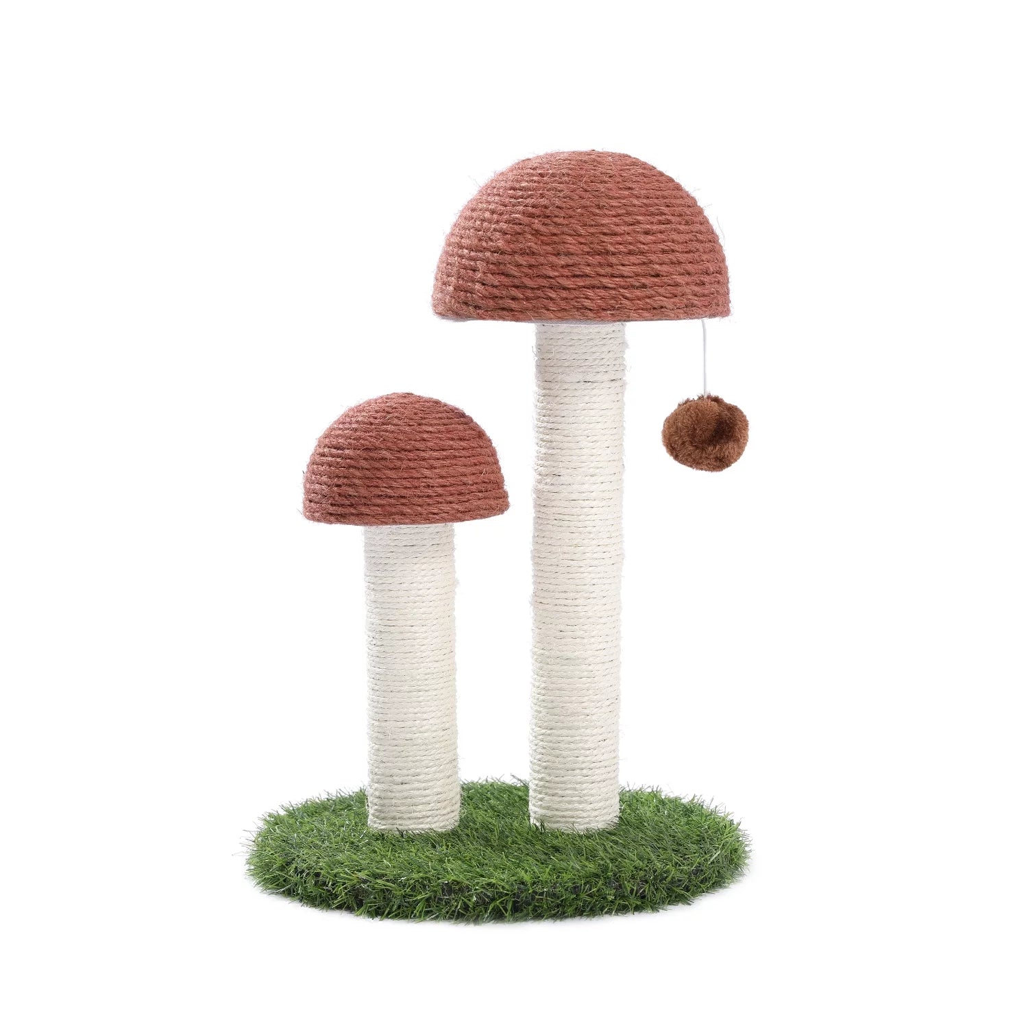 Delightful 19" Brown Mushroom Cat Scratching Post with Sisal for Kittens and Small Cats