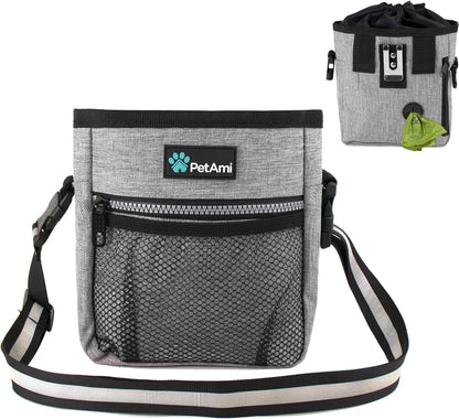 Versatile Dog Treat Pouch - Essential Training and Walking Bag with Poop Dispenser, 3 Wear Options (Heather Gray)