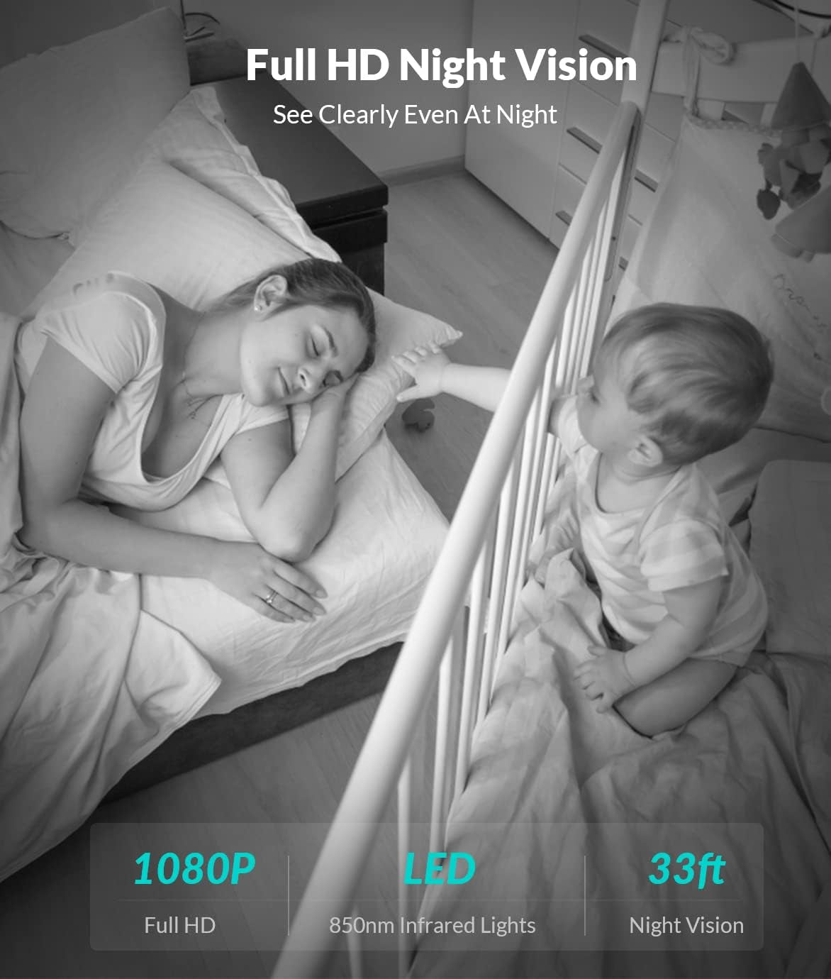 1080P FHD Indoor Pet & Baby Camera - 2-Way Audio, Night Vision, AI Human Detection, Wifi Security Camera with Cloud Storage & TF Card - Perfect for Home Monitoring!