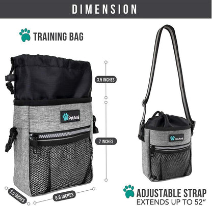Versatile Dog Treat Pouch - Essential Training and Walking Bag with Poop Dispenser, 3 Wear Options (Heather Gray)