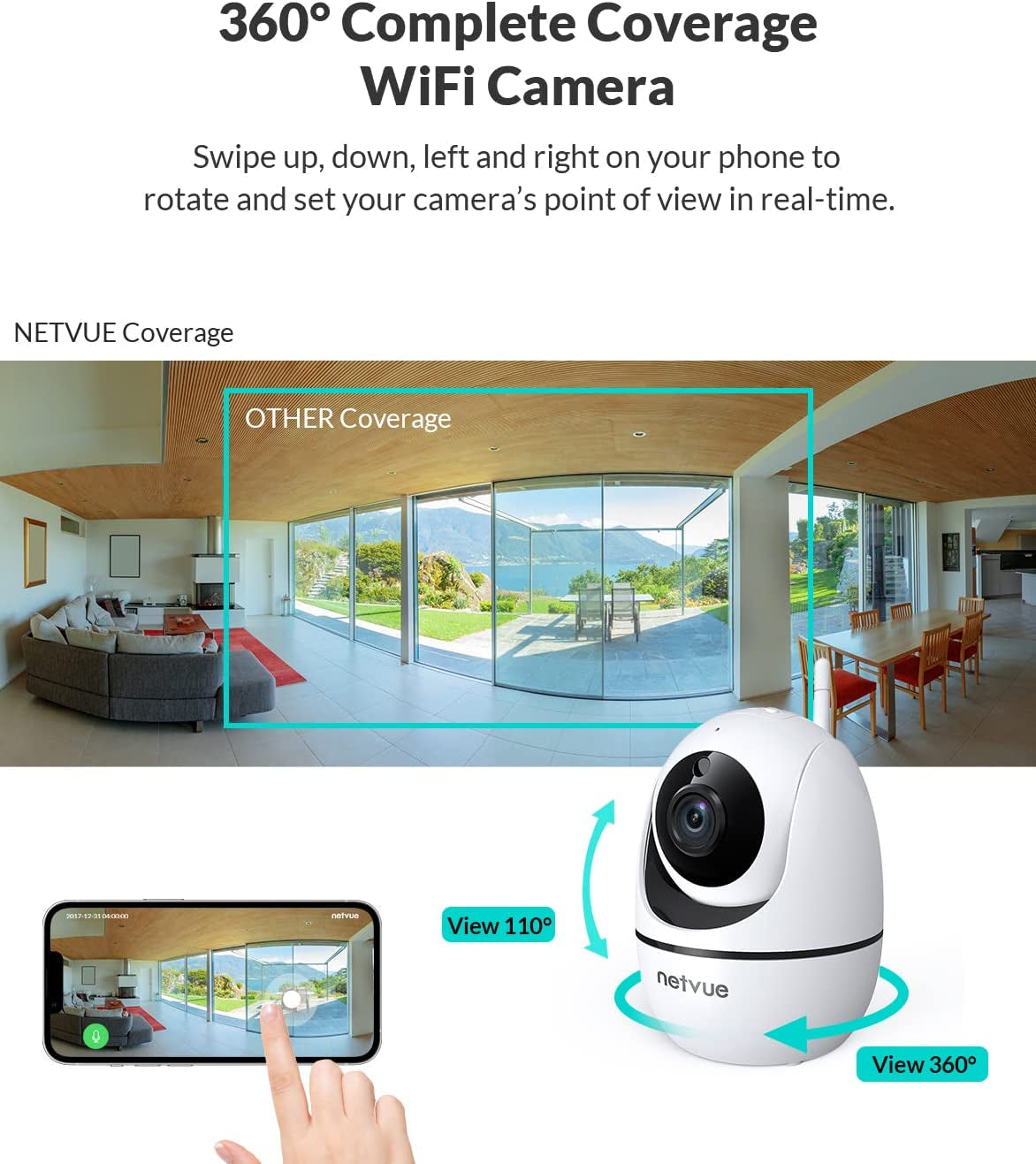 1080P FHD Indoor Pet & Baby Camera - 2-Way Audio, Night Vision, AI Human Detection, Wifi Security Camera with Cloud Storage & TF Card - Perfect for Home Monitoring!
